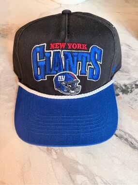 New York Giants Vintage Logo Rope Snapback Hat - Black & Royal Blue